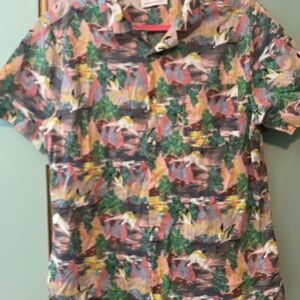 Topman Green and Red Casual Button Down Shirt